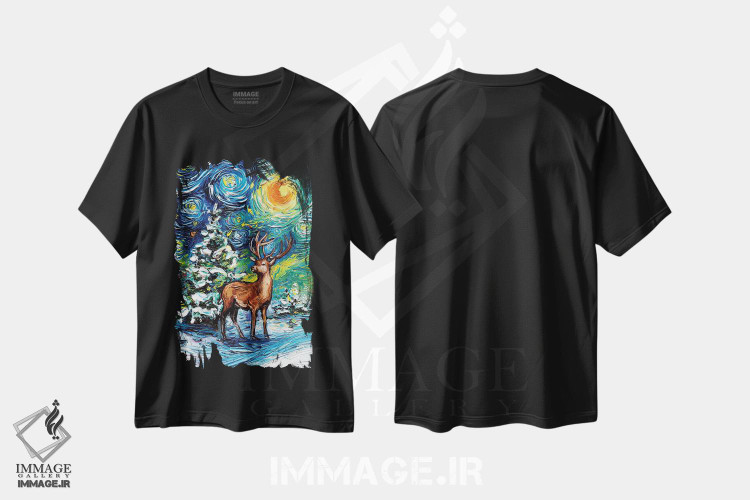 تیشرت طرح دار شب ساکت، تزئینی اثر آجا تریر | فروشگاه ایماژ