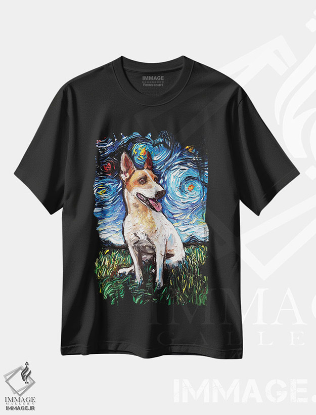 تیشرت طرح دار شب چهارم تریر جک راسل، تزئینی اثر آجا تریر | فروشگاه ایماژ