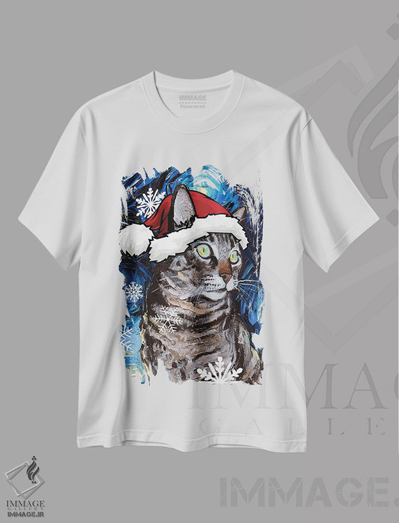 تیشرت طرح دار سنتای گربه تابی، حیوانات کریسمسی اثر آجا تریر | immage.ir