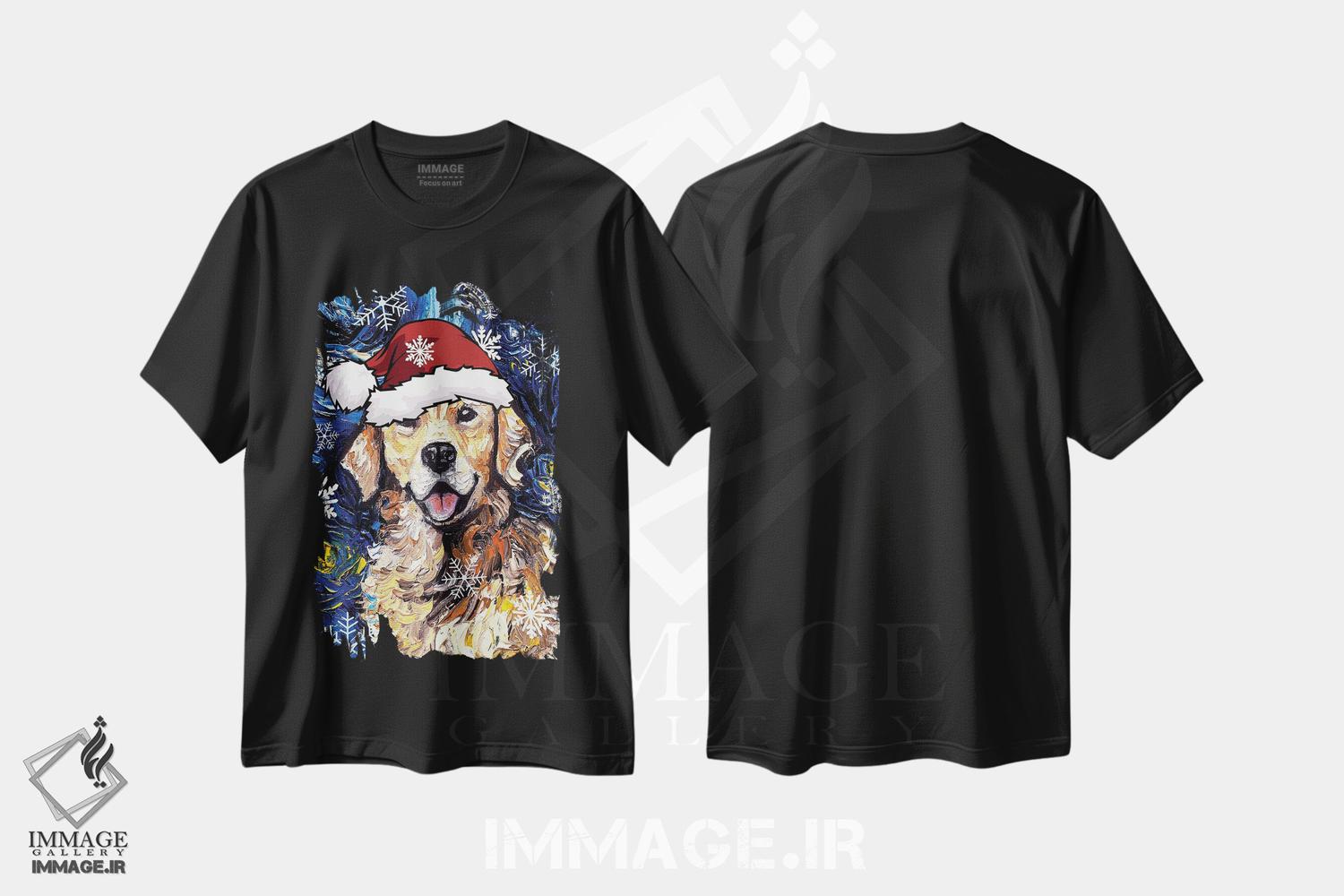تیشرت طرح دار سنتای گلدن رتریور، حیوانات کریسمسی اثر آجا تریر | فروشگاه ایماژ
