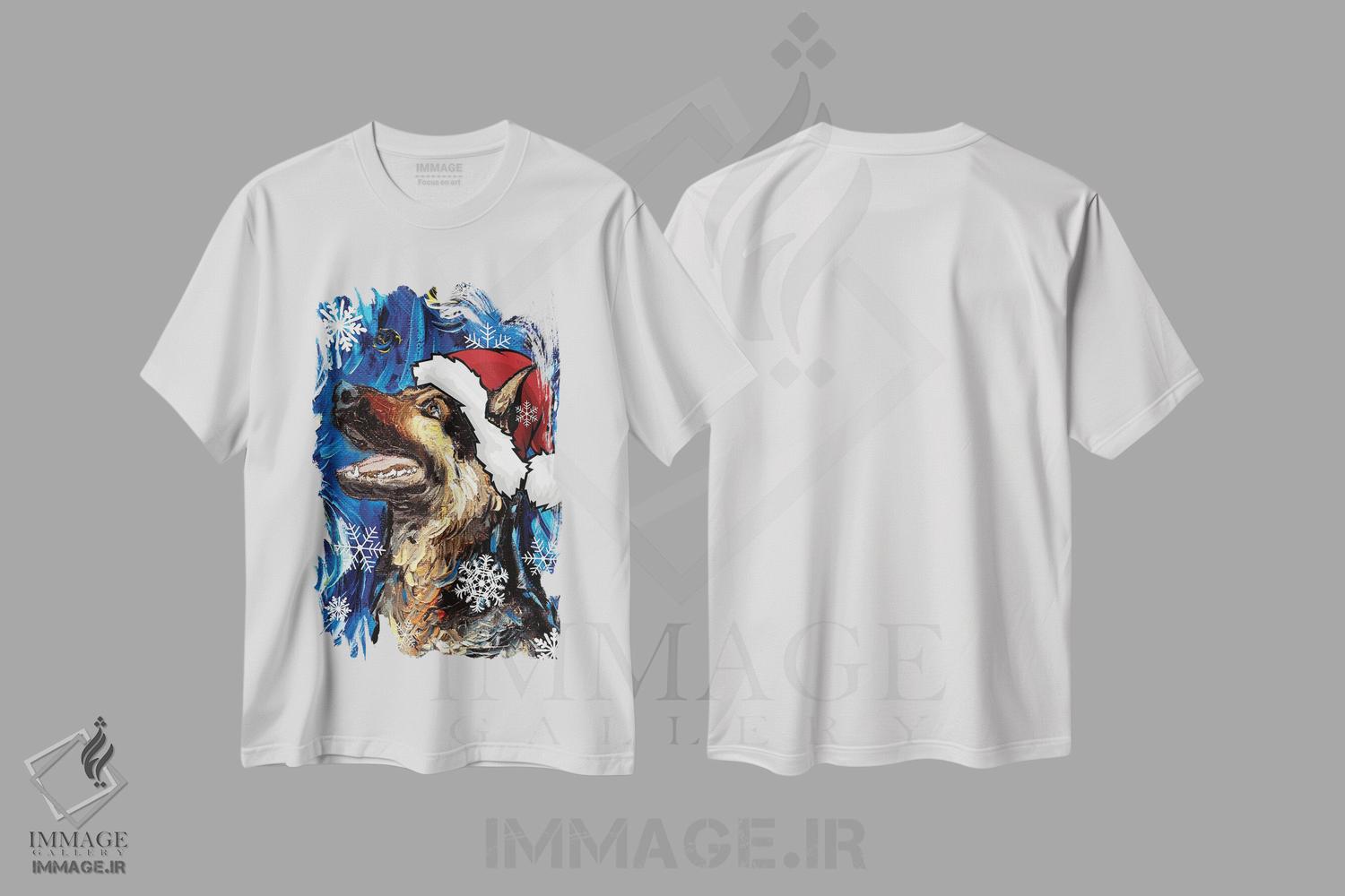 تیشرت طرح دار سنتای ژرمن شپرد، حیوانات کریسمسی اثر آجا تریر | immage.ir