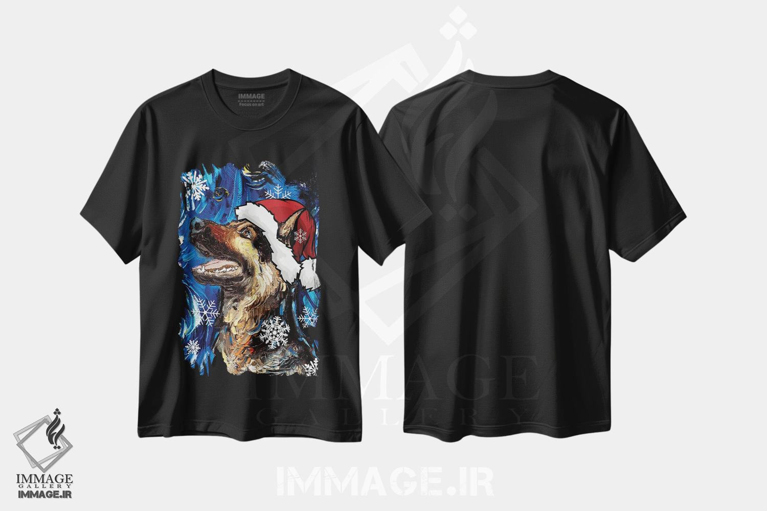 تیشرت طرح دار سنتای ژرمن شپرد، حیوانات کریسمسی اثر آجا تریر | فروشگاه ایماژ