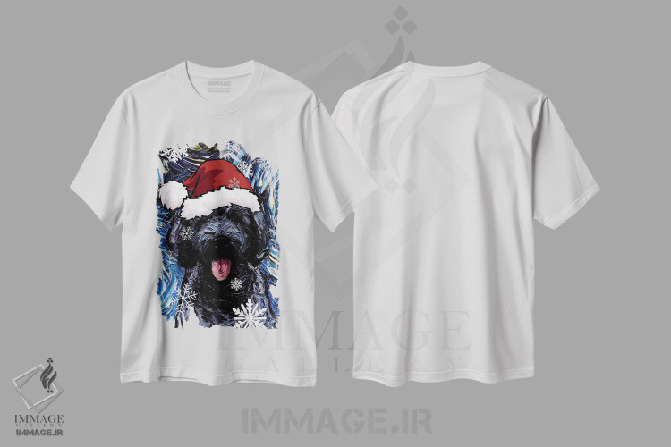 تیشرت طرح دار سنتای گولدندودل سیاه، حیوانات کریسمسی اثر آجا تریر | immage.ir