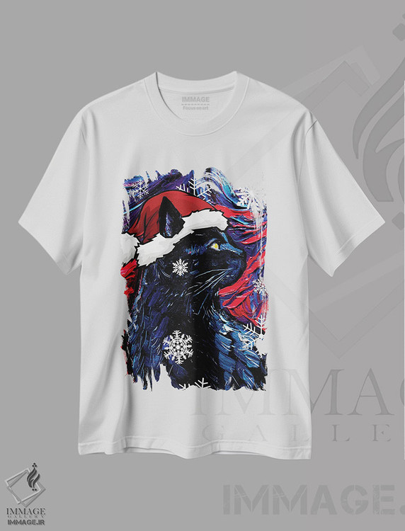 تیشرت طرح دار سنتای گربه سیاه، حیوانات کریسمسی اثر آجا تریر | immage.ir