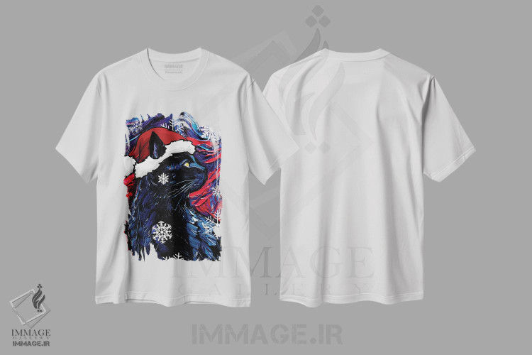 تیشرت طرح دار سنتای گربه سیاه، حیوانات کریسمسی اثر آجا تریر | immage.ir