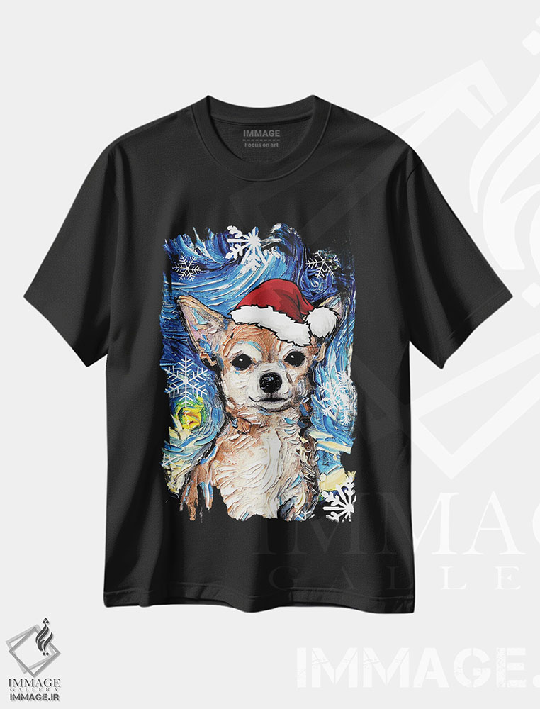 تیشرت طرح دار سنتای چیواوا، حیوانات کریسمسی اثر آجا تریر | فروشگاه ایماژ