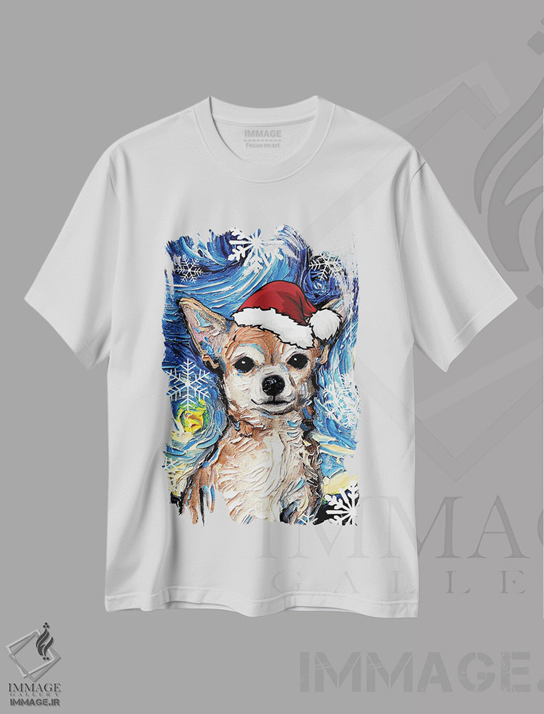 تیشرت طرح دار سنتای چیواوا، حیوانات کریسمسی اثر آجا تریر | immage.ir