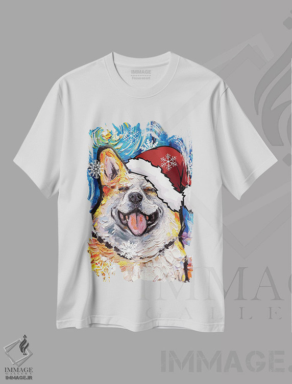 تیشرت طرح دار سنتای کورگی خندان، حیوانات کریسمسی اثر آجا تریر | immage.ir