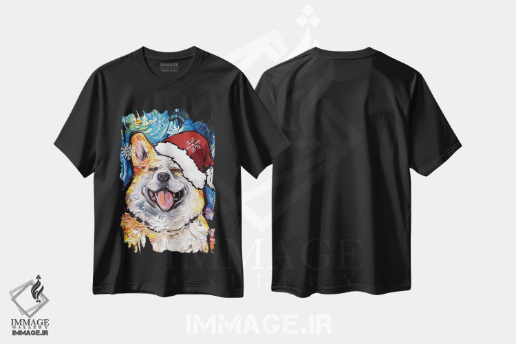 تیشرت طرح دار سنتای کورگی خندان، حیوانات کریسمسی اثر آجا تریر | فروشگاه ایماژ