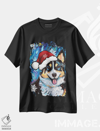 تیشرت طرح دار سنتای کورگی سه رنگ، حیوانات کریسمسی اثر آجا تریر | فروشگاه ایماژ