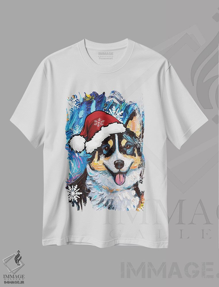 تیشرت طرح دار سنتای کورگی سه رنگ، حیوانات کریسمسی اثر آجا تریر | immage.ir