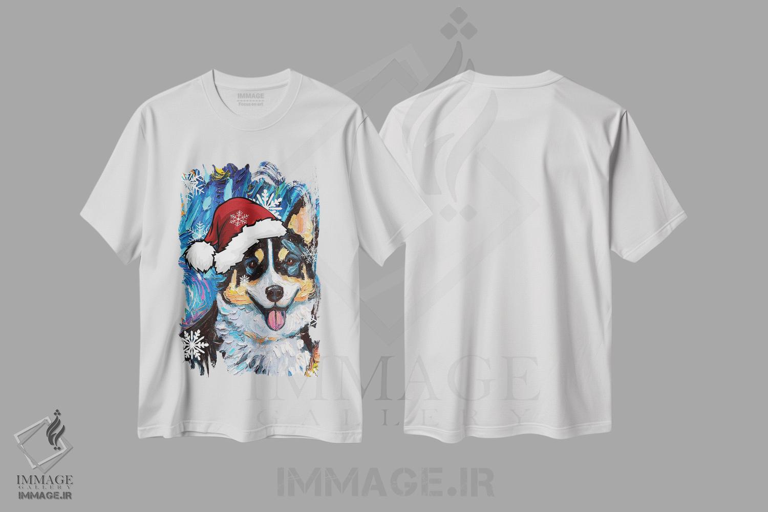 تیشرت طرح دار سنتای کورگی سه رنگ، حیوانات کریسمسی اثر آجا تریر | immage.ir