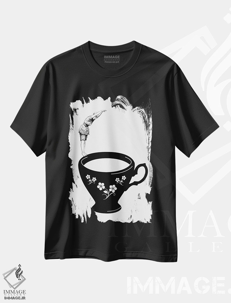 تیشرت طرح دار شیرجه در فنجان چای، تزئینی اثر امی و کورت برلین | فروشگاه ایماژ