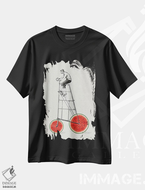 تیشرت طرح دار دوچرخه طالبی، تزئینی اثر امی و کورت برلین | فروشگاه ایماژ