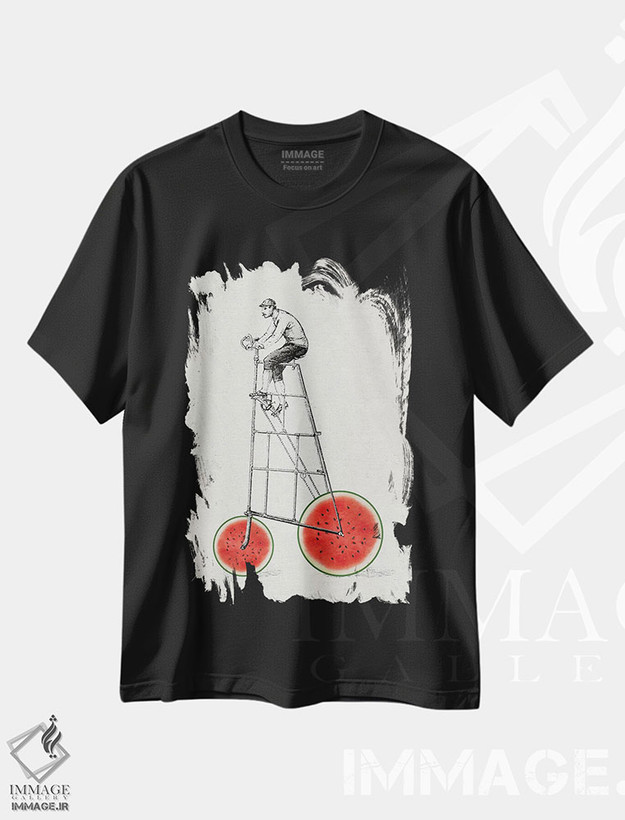 تیشرت طرح دار دوچرخه طالبی، تزئینی اثر امی و کورت برلین | فروشگاه ایماژ