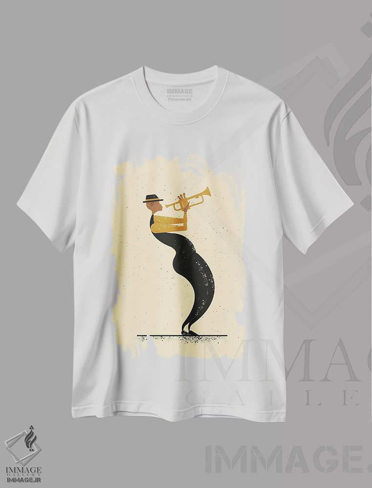 تیشرت طرح دار نوازنده جاز، هنر آمریکایی آفریقایی تبار اثر امر کاریچ | immage.ir