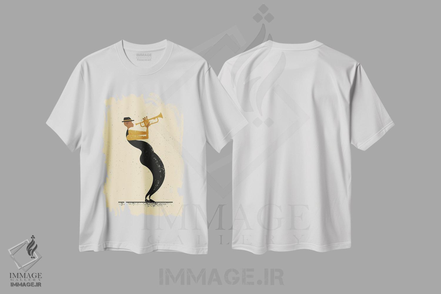 تیشرت طرح دار نوازنده جاز، هنر آمریکایی آفریقایی تبار اثر امر کاریچ | immage.ir