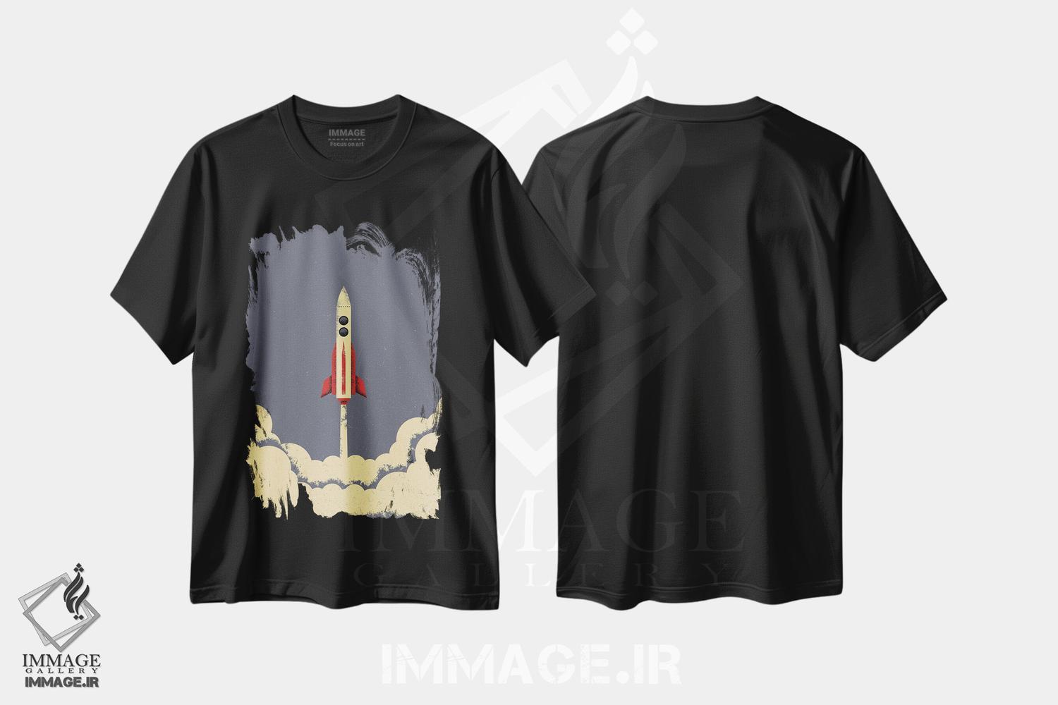 تیشرت طرح دار موشک، تزئینی اثر امر کاریچ | فروشگاه ایماژ
