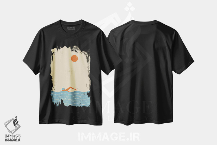 تیشرت طرح دار شناگر، آبستره اثر امر کاریچ | فروشگاه ایماژ