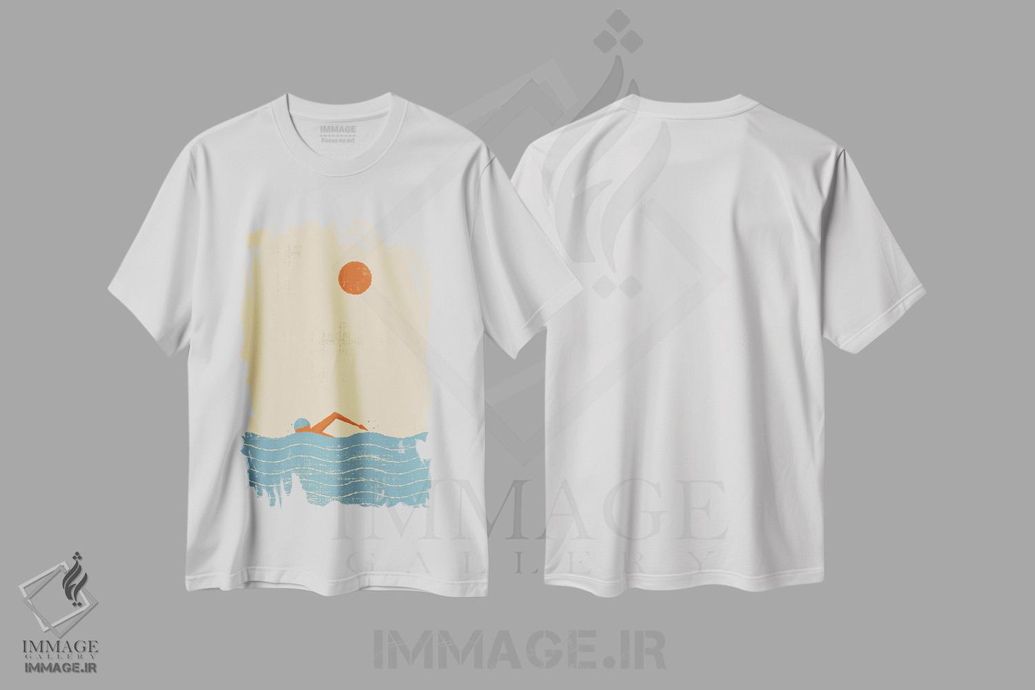 تیشرت طرح دار شناگر، آبستره اثر امر کاریچ | immage.ir