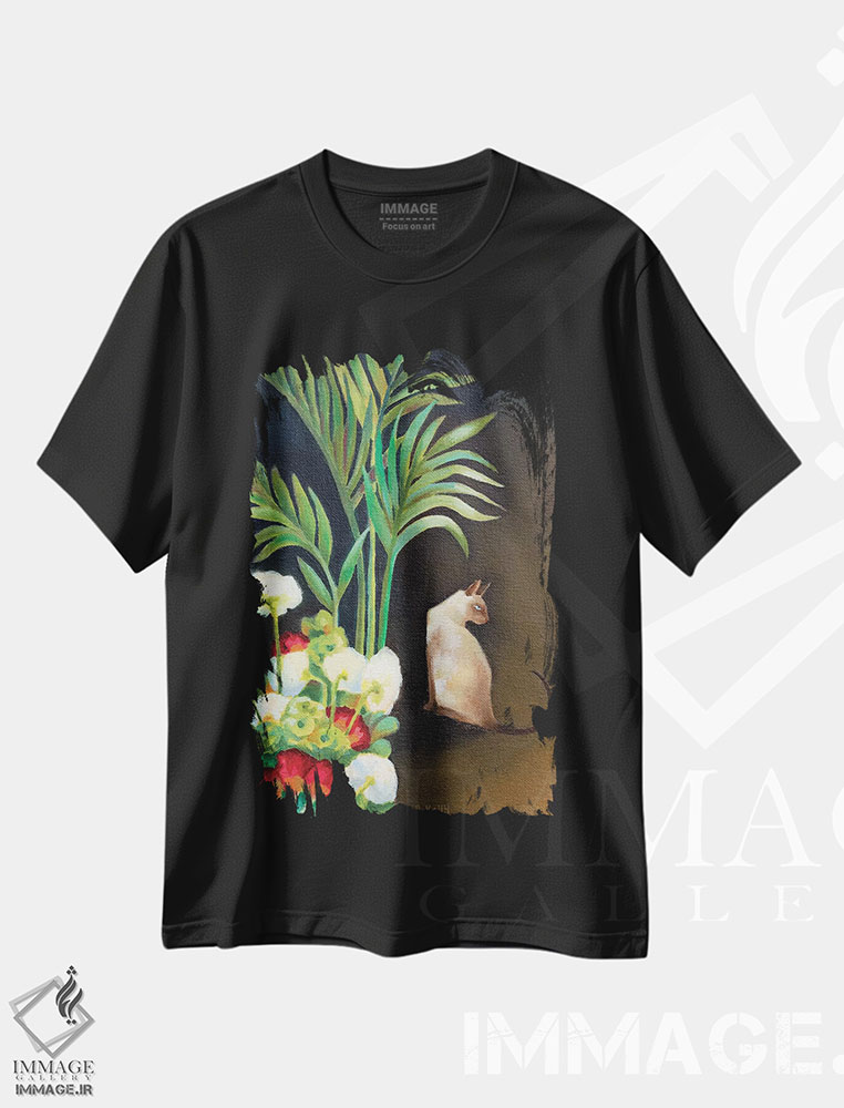 تیشرت طرح دار گربه سیامی، تزئینی اثر آنتوانت کلی | فروشگاه ایماژ