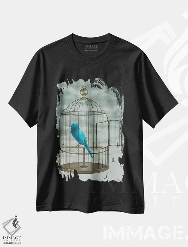 تیشرت طرح دار پرنده آبی اثر آنتوانت کلی | فروشگاه ایماژ