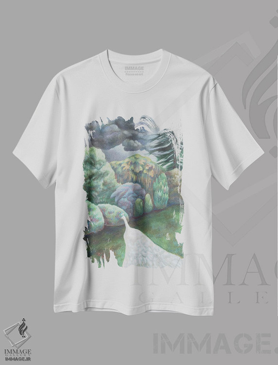 تیشرت طرح دار طاووس سفید، هنر فاخر معاصر اثر آنتوانت کلی | immage.ir