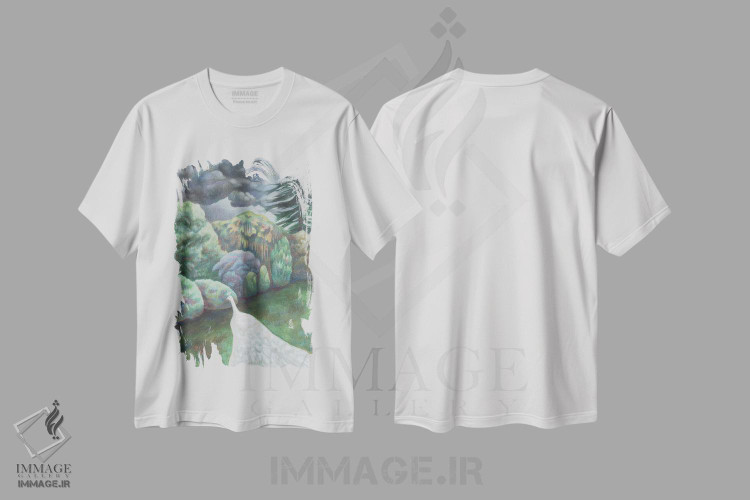 تیشرت طرح دار طاووس سفید، هنر فاخر معاصر اثر آنتوانت کلی | immage.ir