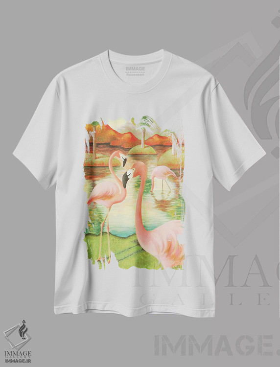 تیشرت طرح دار فلامینگوها، مدیوم اثر آنتوانت کلی | immage.ir