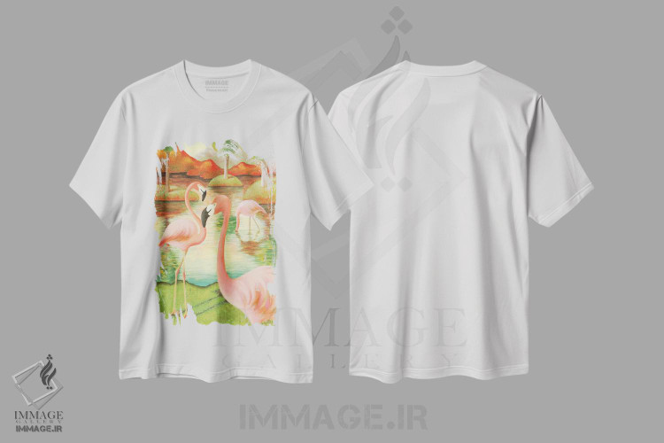 تیشرت طرح دار فلامینگوها، مدیوم اثر آنتوانت کلی | immage.ir