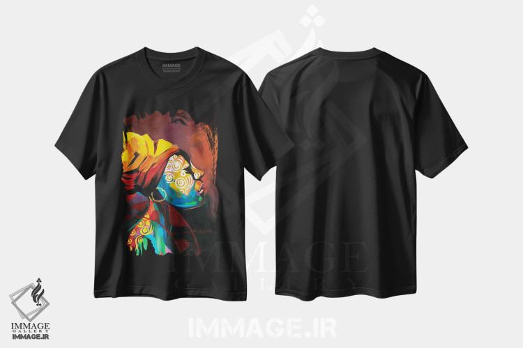 تیشرت طرح دار اندیشه در نیمرخ، هنر آمریکایی آفریقایی تبار اثر آکینتایو آکینتوبی | فروشگاه ایماژ