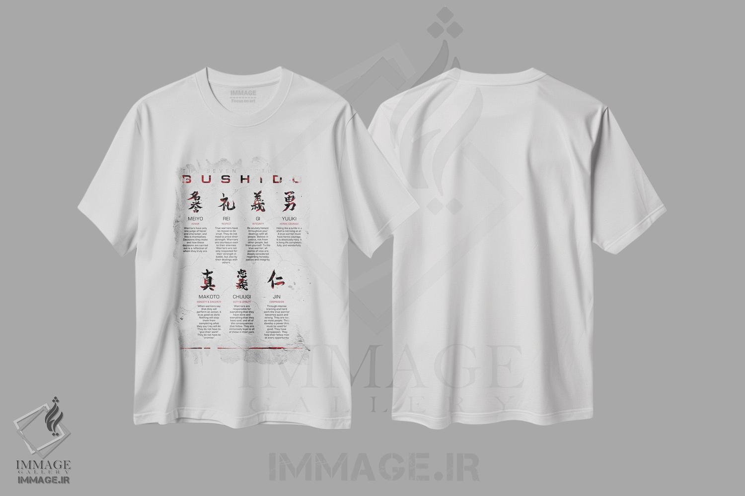 تیشرت طرح دار قانون بوشیدو، دکور آسیایی اثر نیکیتا آباکوموف | immage.ir