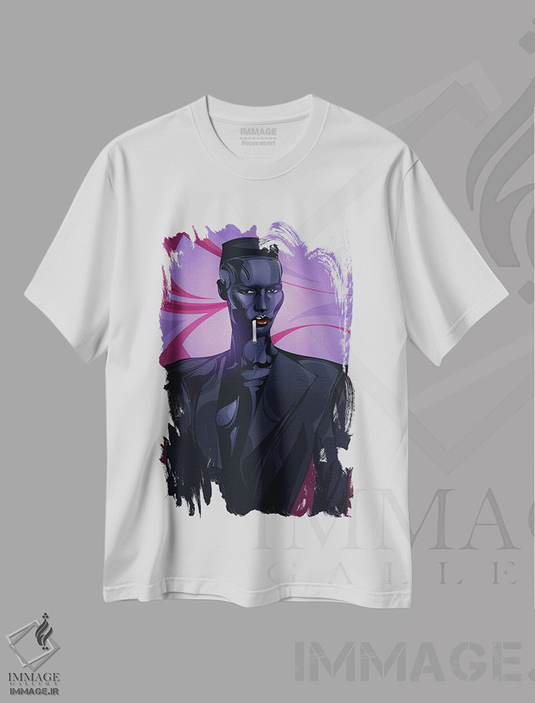 تیشرت طرح دار گریس جونز، هنر آمریکایی آفریقایی تبار اثر نیکیتا آباکوموف | immage.ir