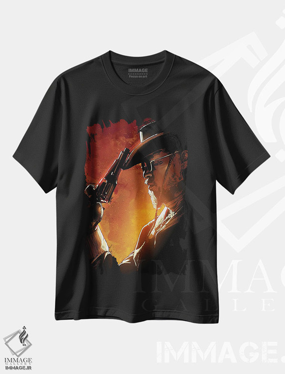 تیشرت طرح دار جانگوی زنجیرگسسته، هنر دیجیتال اثر نیکیتا آباکوموف | فروشگاه ایماژ