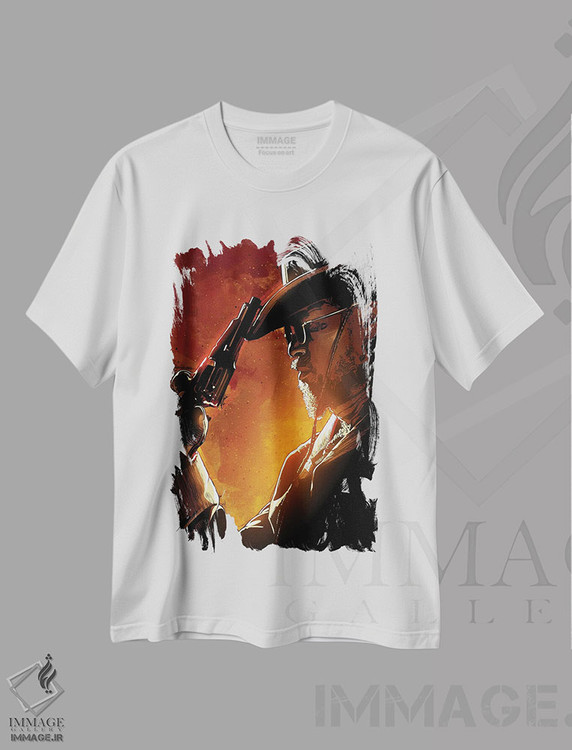 تیشرت طرح دار جانگوی زنجیرگسسته، هنر دیجیتال اثر نیکیتا آباکوموف | immage.ir