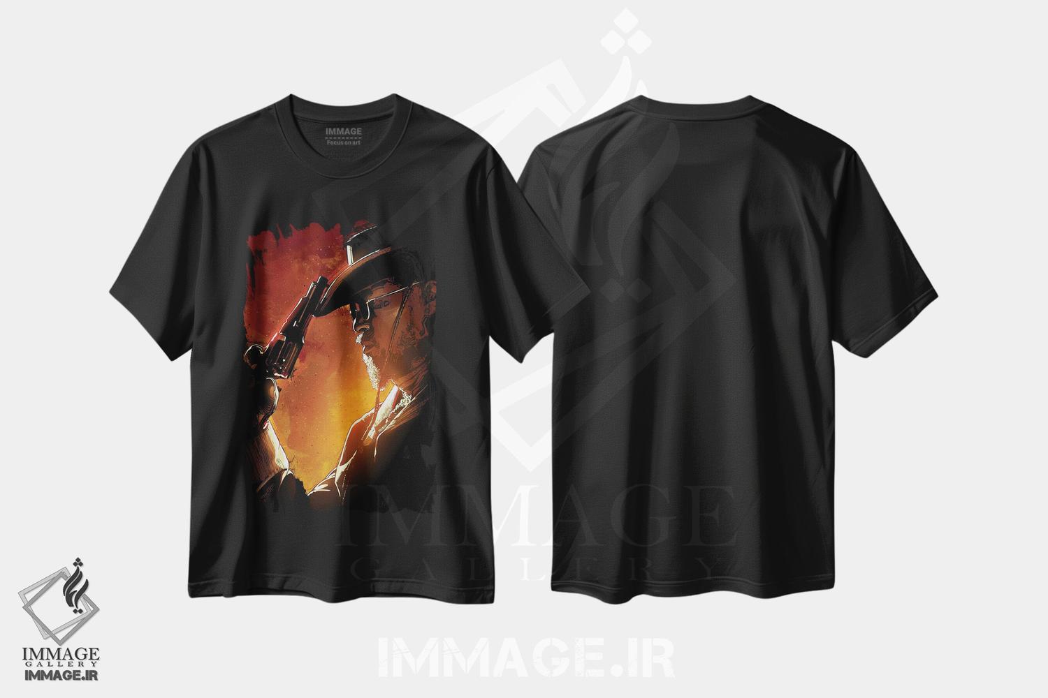 تیشرت طرح دار جانگوی زنجیرگسسته، هنر دیجیتال اثر نیکیتا آباکوموف | فروشگاه ایماژ