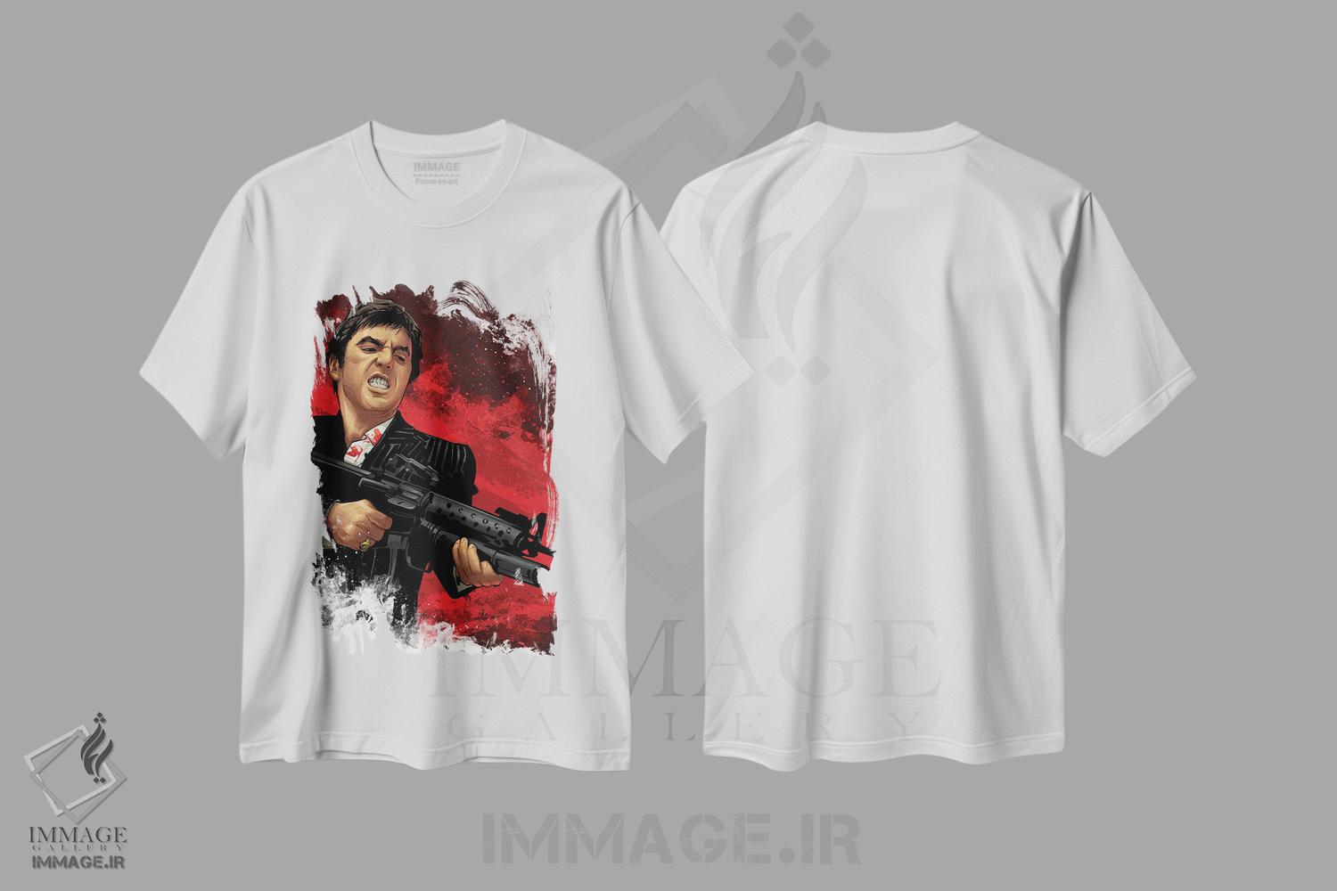 تیشرت طرح دار شلیک صورت زخمی، هنر دیجیتال اثر نیکیتا آباکوموف | immage.ir