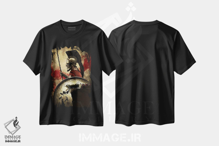 تیشرت طرح دار ۳۰۰ اسپارتا، هنر دیجیتال اثر نیکیتا آباکوموف | فروشگاه ایماژ
