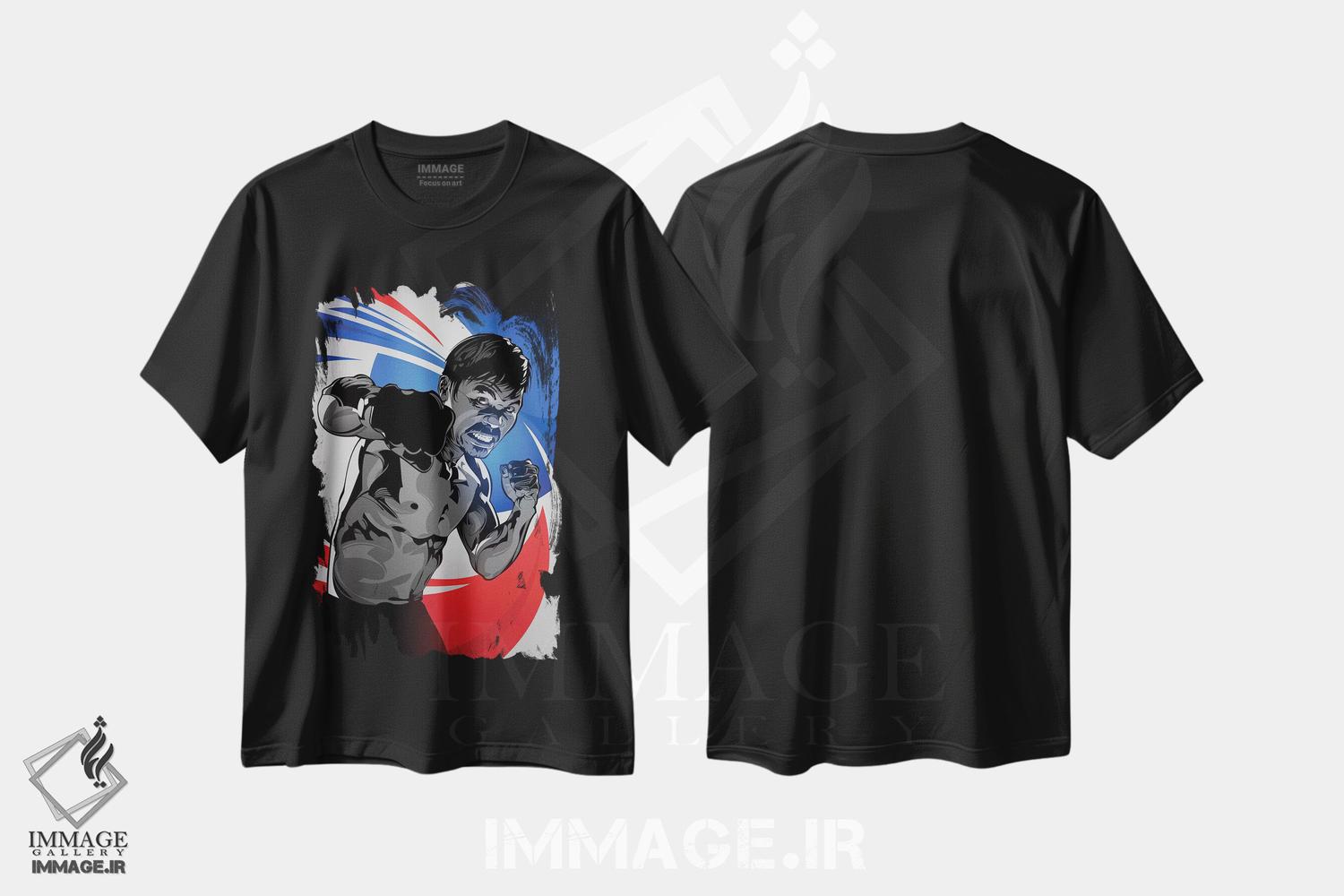 تیشرت طرح دار مانی پاکیائو، هنر دیجیتال اثر نیکیتا آباکوموف | فروشگاه ایماژ