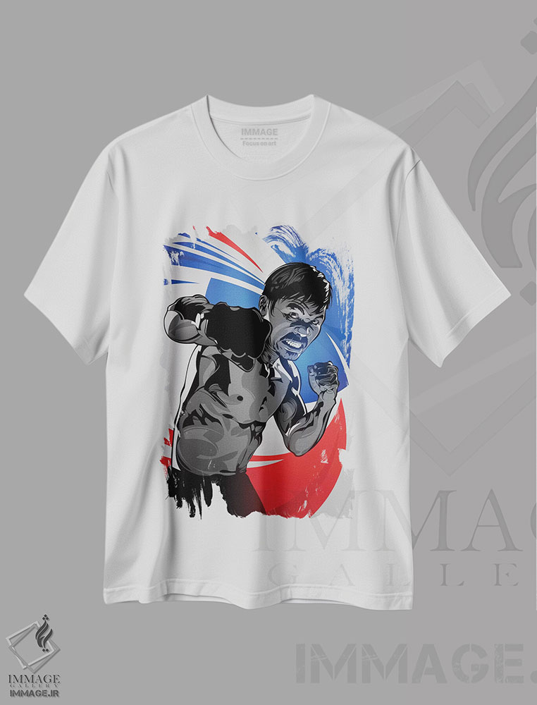 تیشرت طرح دار مانی پاکیائو، هنر دیجیتال اثر نیکیتا آباکوموف | immage.ir