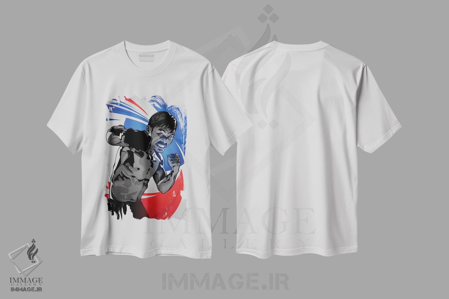 تیشرت طرح دار مانی پاکیائو، هنر دیجیتال اثر نیکیتا آباکوموف | immage.ir