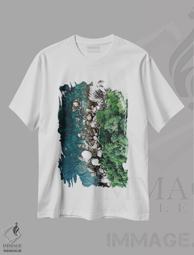 تیشرت طرح دار طبیعت LXIV، سواحل از نمای بالا اثر نیکیتا آباکوموف | immage.ir