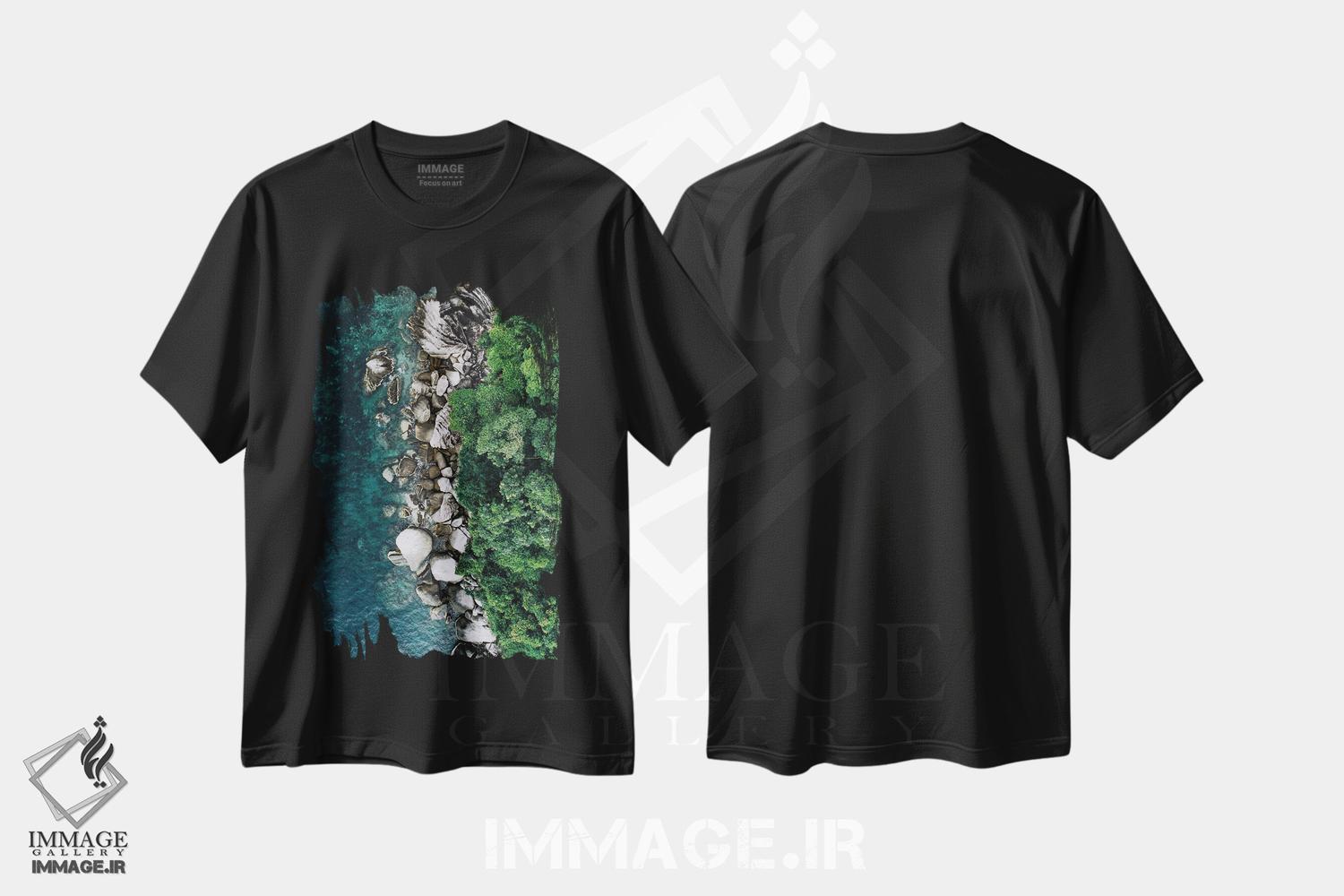 تیشرت طرح دار طبیعت LXIV، سواحل از نمای بالا اثر نیکیتا آباکوموف | فروشگاه ایماژ