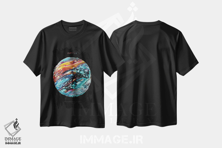 تیشرت طرح دار منظومه شمسی: مشتری، هنر دیجیتال اثر نیکیتا آباکوموف | فروشگاه ایماژ