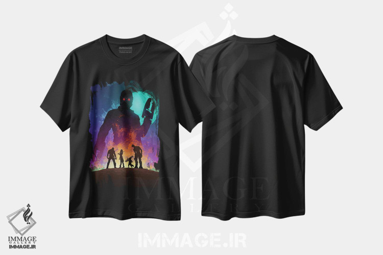 تیشرت طرح دار نگهبانان کهکشان، هنر دیجیتال اثر نیکیتا آباکوموف | فروشگاه ایماژ
