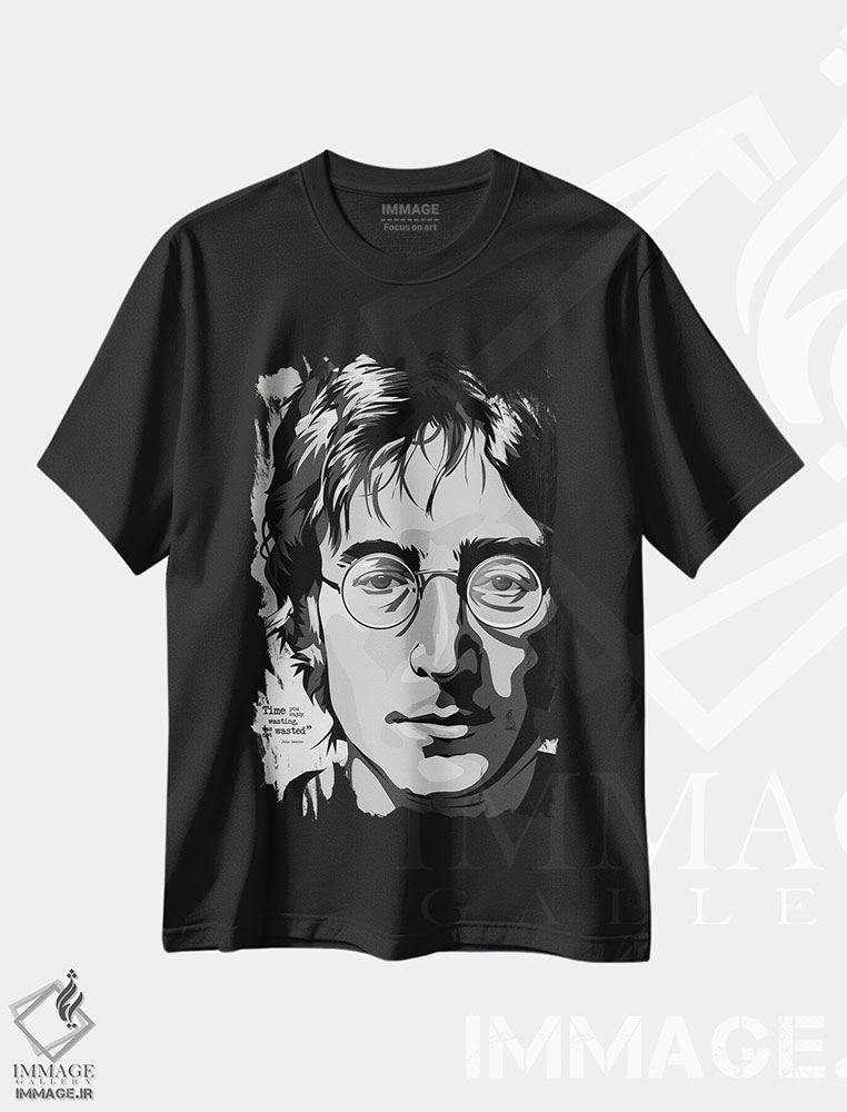 تیشرت طرح دار اوه خدای من لنون، هنر دیجیتال سیاه و سفید اثر نیکیتا آباکوموف | فروشگاه ایماژ