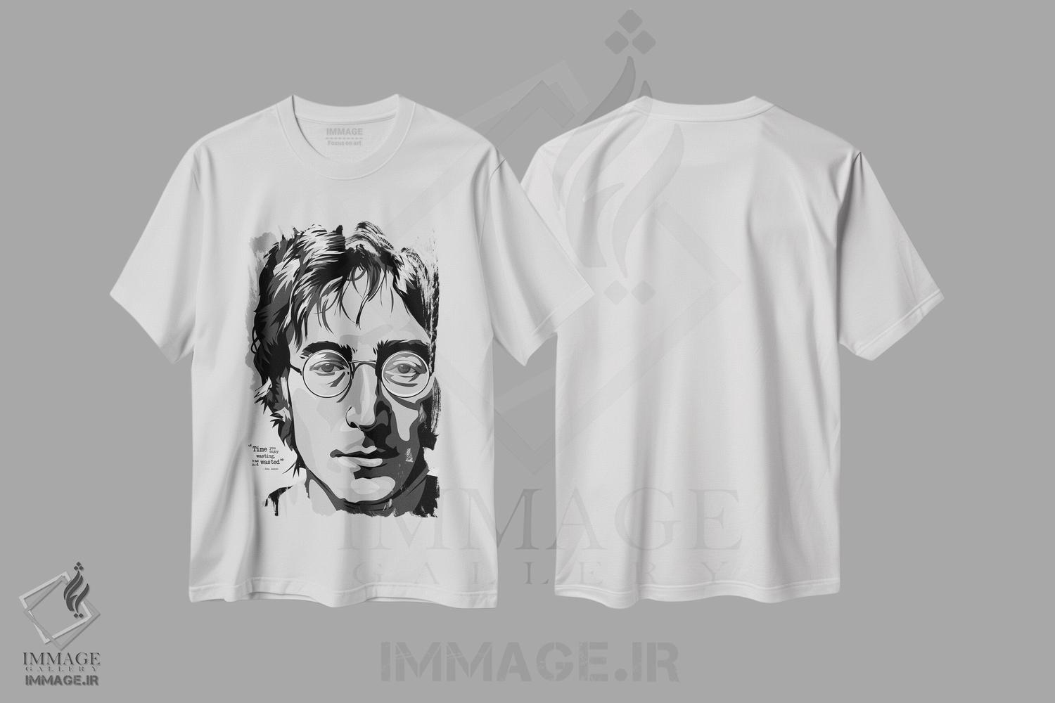 تیشرت طرح دار اوه خدای من لنون، هنر دیجیتال سیاه و سفید اثر نیکیتا آباکوموف | immage.ir