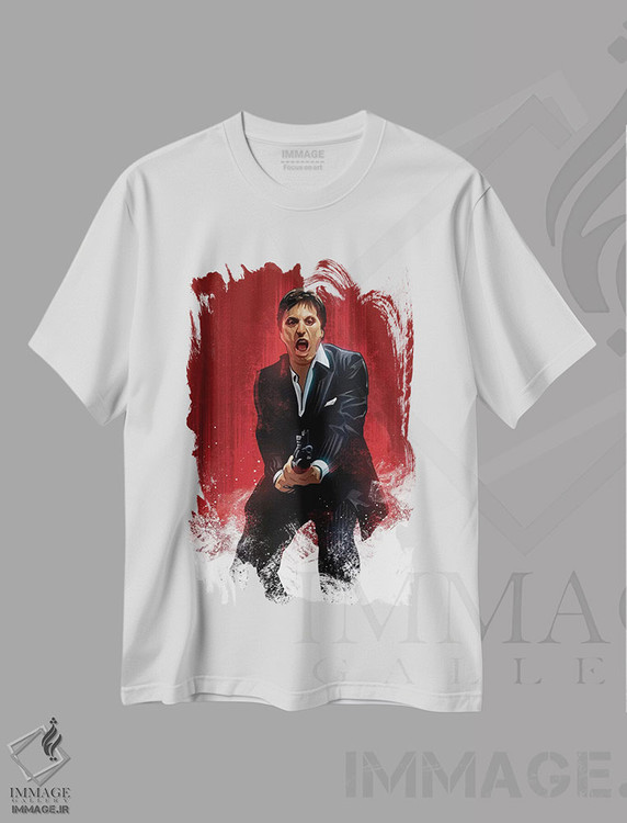 تیشرت طرح دار صورت زخمی، هنر دیجیتال اثر نیکیتا آباکوموف | immage.ir