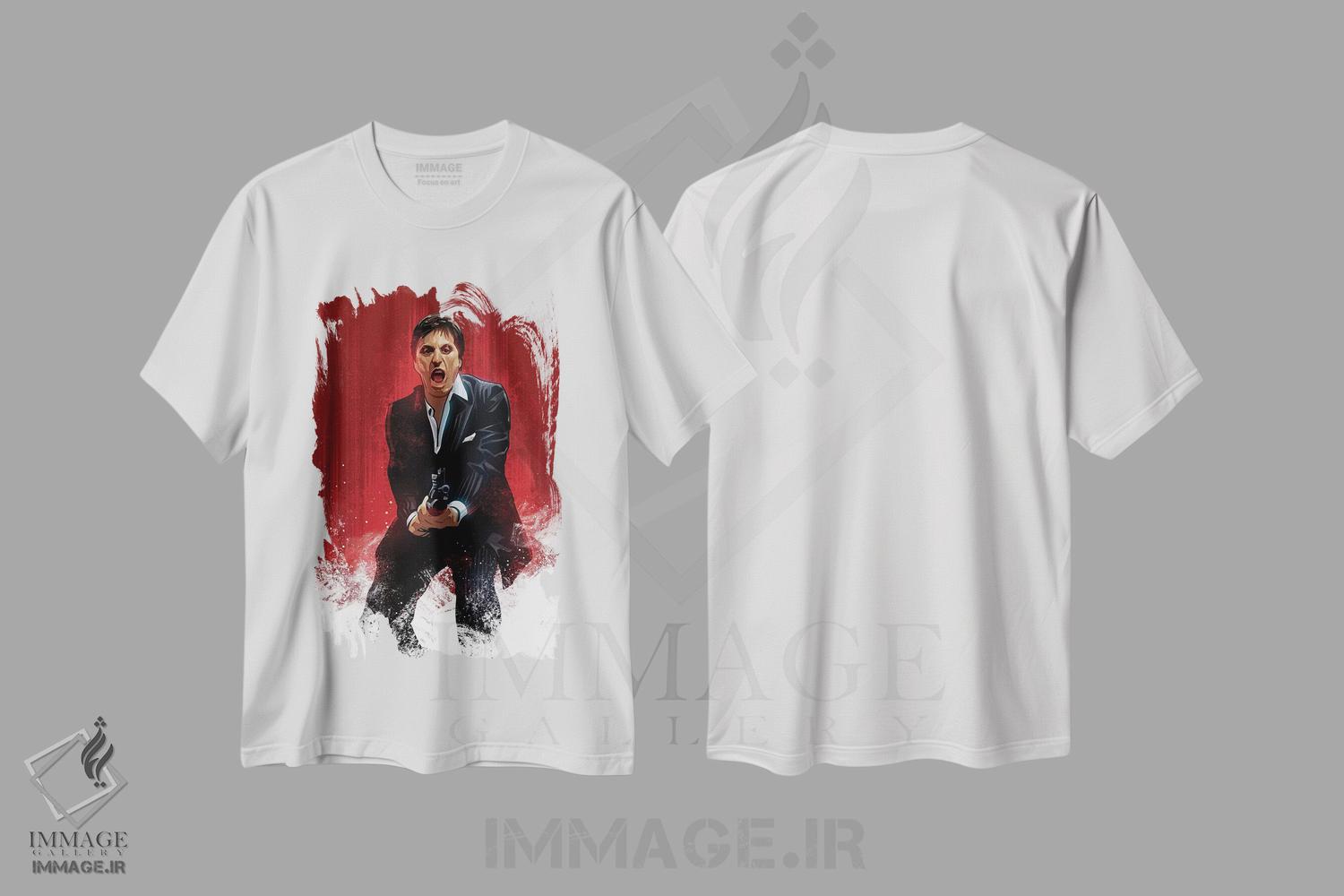 تیشرت طرح دار صورت زخمی، هنر دیجیتال اثر نیکیتا آباکوموف | immage.ir