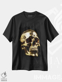 تیشرت طرح دار جمجمه سیاه و طلایی ایکس، هنر دیجیتال اثر نیکیتا آباکوموف | فروشگاه ایماژ